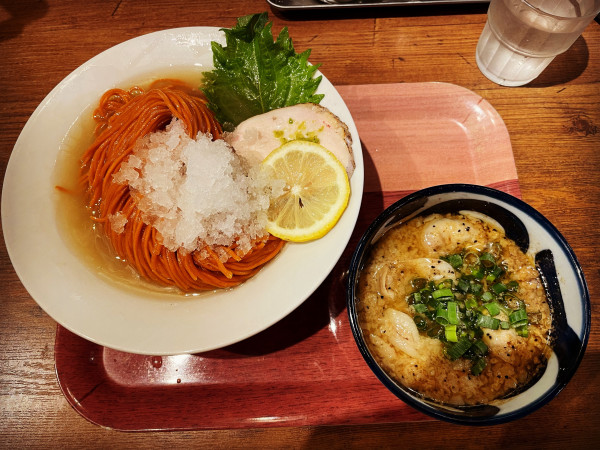 「限定　初夏のシャリシャリだしレモン水つけ麺」@麺屋58の写真