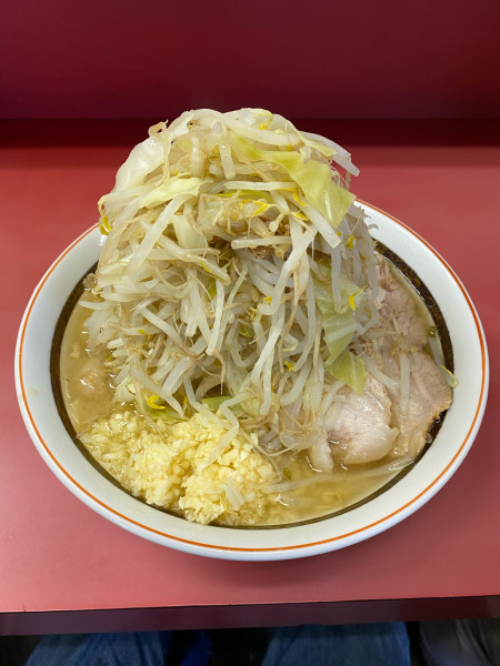 「小ラーメン　ニンニク多めヤサイアブラ」@ラーメン二郎 ひばりヶ丘駅前店の写真