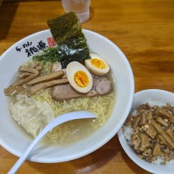 しお(細麺)+ミニチャーシューメンマ丼+替玉(中太麺)