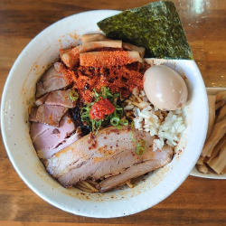 油そば 味玉、メンマ