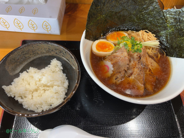 「特上中華そば醤油(1200円)、無料サービスライス」@麺屋 ポツリの写真