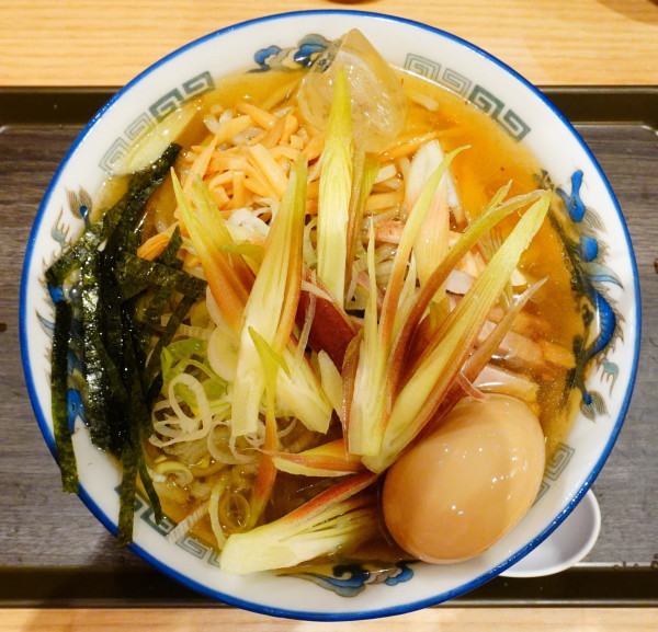 「茗荷冷やかけ＋味玉＋ビール(缶)」@舎鈴 田町駅前店の写真