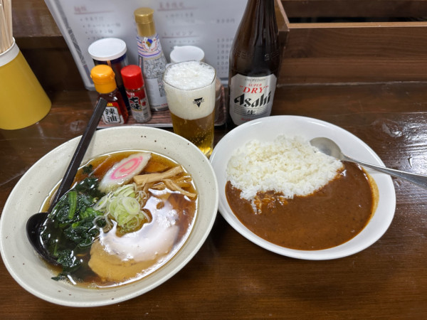 「ラーメンセット（中華そば＋カレー）1,000円」@居酒屋ラーメン 絆の写真