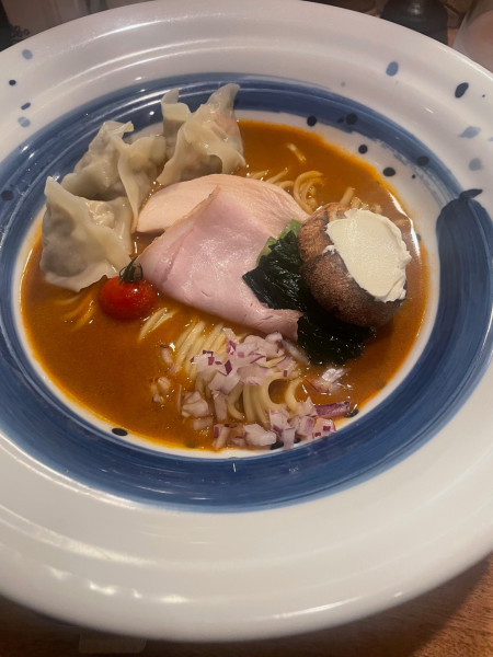 「元祖ラビオリラーメン+チーズリゾット」@海老丸らーめんの写真