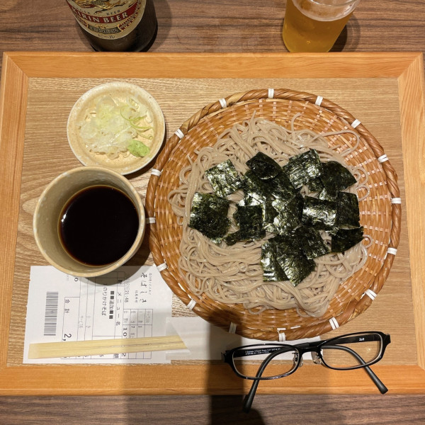 「のりかけそば（瀬戸内産海苔）」@石臼挽き二八そば そばしき紀尾井町 横浜MORE’S店の写真