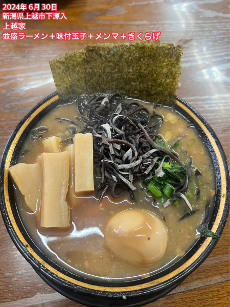 「並盛ラーメン＋味付玉子+メンマ＋きくらげ」@上越家の写真