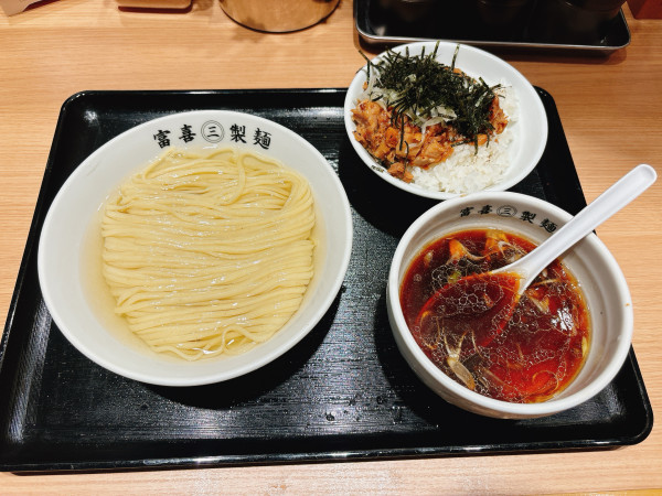 「つけそば＋チャーシュー丼」@富喜製麺研究所 熊本駅店の写真