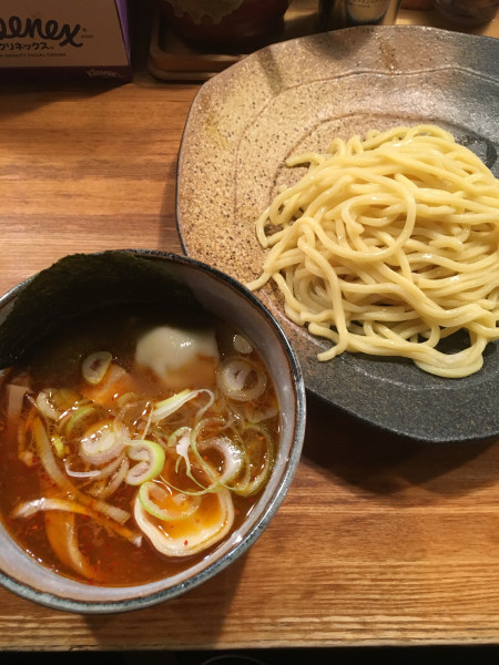 「辛味つけ麺(小盛り・780円)」@つけ麺屋 やすべえ 水道橋店の写真