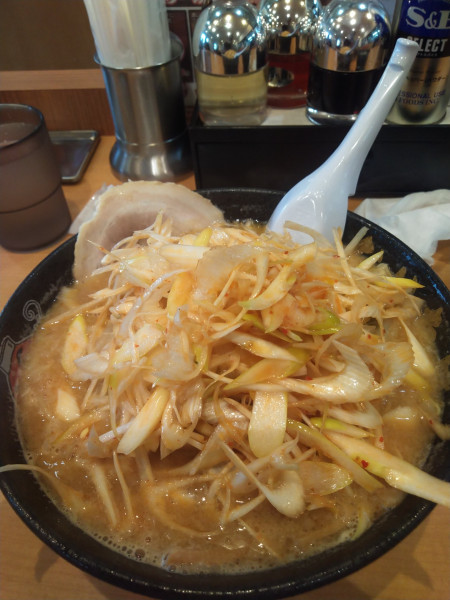「みそらーめん辛ねぎダブル 麺硬め 味薄め ￥1200円」@こってりらーめん なりたけ 幕張店の写真