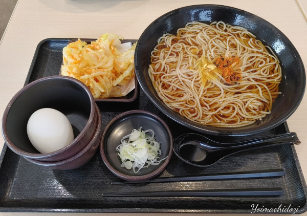 「朝そば（玉子 450円）、大盛（無料トッピング）」@ゆで太郎 北本深井店の写真