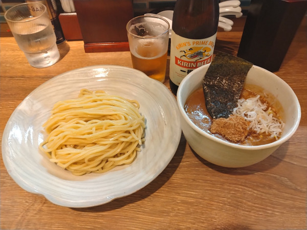 「つけめん(並盛200g)¥1000+一番搾り(小瓶)¥500」@風雲児 大宮店の写真