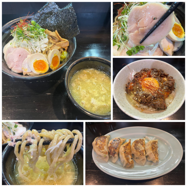 「【期間限定】高級大山鶏 塩つけ麺1130円餃子380円」@麺や 笑 ～Sho～の写真