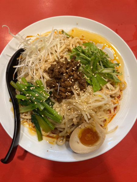 「冷やし担々麺950円+大盛り（2玉）150円」@つけめん工房 浅草製麺所の写真