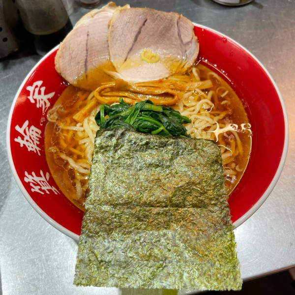 「【朝限】手揉み中華そば+中盛+ライス」@箕輪家 中野旗艦店の写真