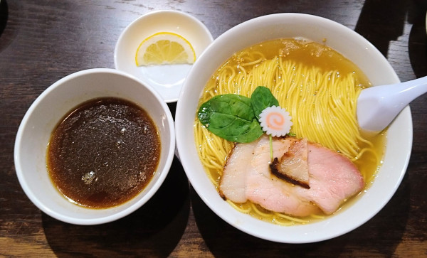「つけて食べるしなそば＋大盛＋サンサン焼わんたん」@あんくるていの写真