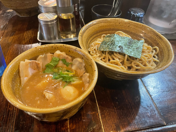 「ペジポタ味玉・肉入りつけ麺」@つけ麺 えん寺 吉祥寺総本店の写真