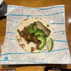 本日の“カレー”タコス（ラム肉と水なすぬか漬）etc.