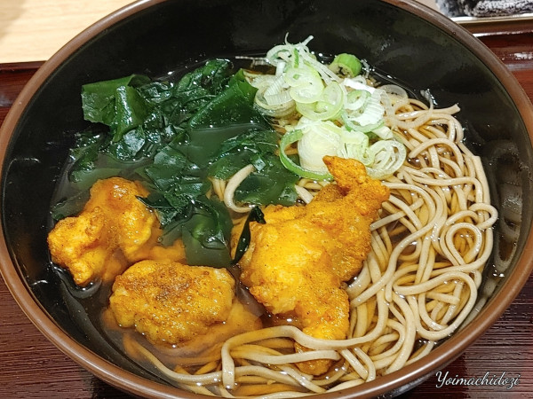 「カレー風味新潟唐揚げそば（650円）」@やなぎ庵の写真