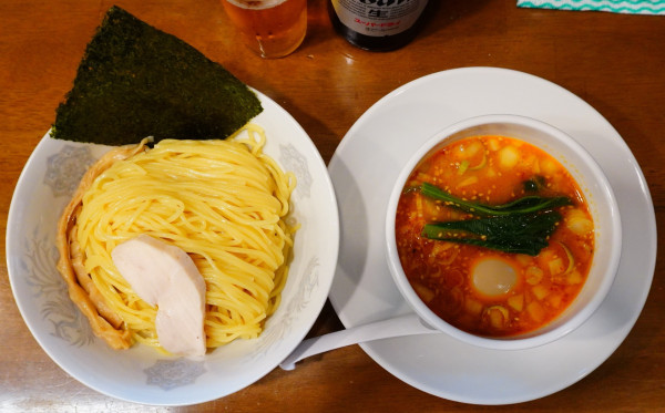「あっさりみそつけめん＋味玉＋瓶ビール」@らーめん曳舟の写真