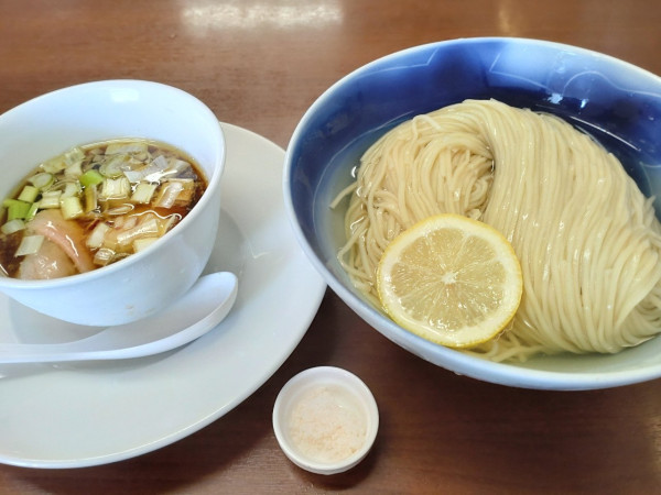 「パンチェッタ入り昆布水つけ麺　鶏醤油」@塩らーめん 千茶屋の写真