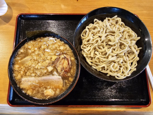 「なひゃんずつけ麺+アブラマシマシ+ニンニク 1350円」@なひゃんず食堂の写真