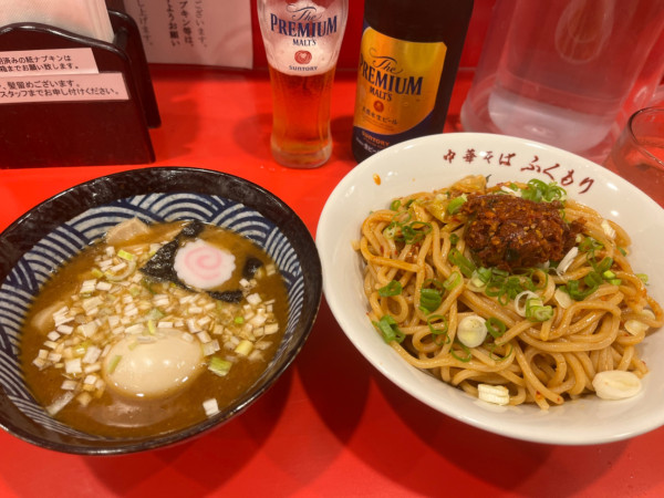 「サントリー・ザ・プレミアムモルツ中瓶〜辛つけめん漬け玉子」@中華そば ふくもりの写真