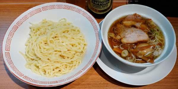 「つけめん（並）＋味玉＋ビンビール」@喜多方ラーメン 新じまの写真