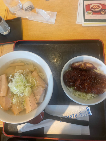「山塩チャーシュー麺　ミニソースカツ丼」@会津山塩食堂の写真