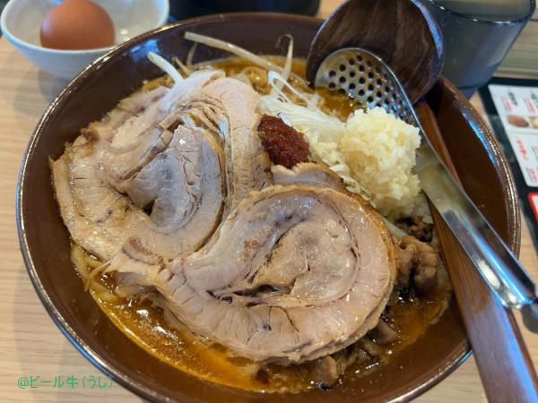 「濃厚味噌らーめん極(1430円)、セット(餃子、ライス+360円」@味噌らーめん棗の写真