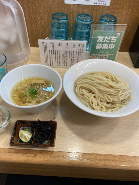 「【限定】昆布水つけ麺　鶏ver 白」@麺屋 いちょうの写真