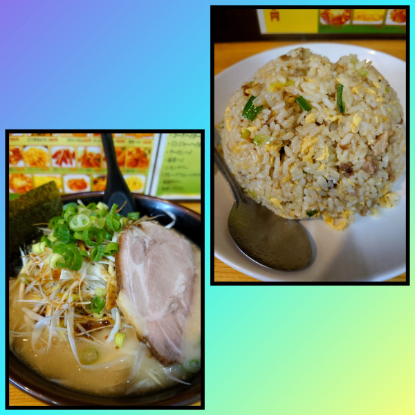 「チャーハン大盛り 千切りネギ長浜ラーメン」@博多ラーメン 長浜や 平和島店の写真