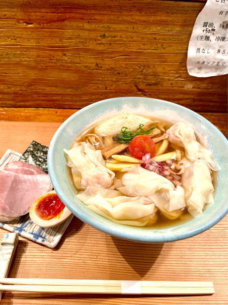 「【限定】夏の冷やし朝いりこ(TP)ワンタン2個×2」@Homemade Ramen 麦苗の写真