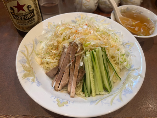 「サッポロ赤星中瓶〜冷やし葱そばとスープ」@鶏舎の写真