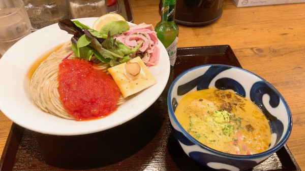 「【限定】ムール貝とずんだのソイラテで食べるトマト水つけ麺」@麺屋58の写真