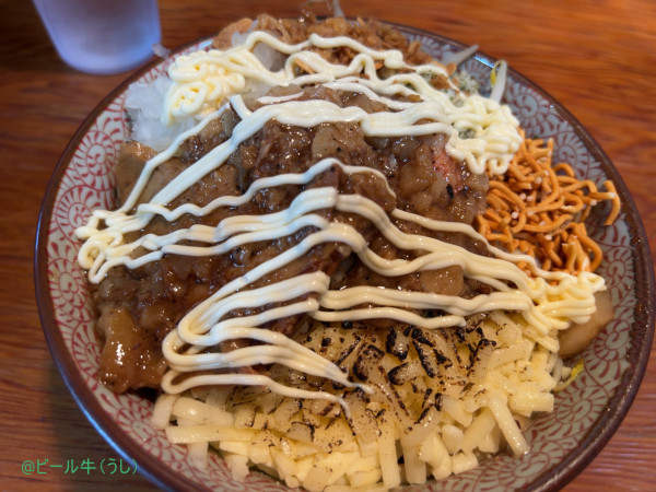 「炙り明太チーズまぜそば(1200円)トッピング全部+ベビースター」@さなじ ファイナルの写真