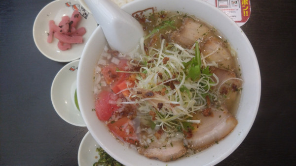 「青唐ねぎ塩ラーメン サービスライス」@会津・喜多方ラーメン 坂内 恵比寿店の写真