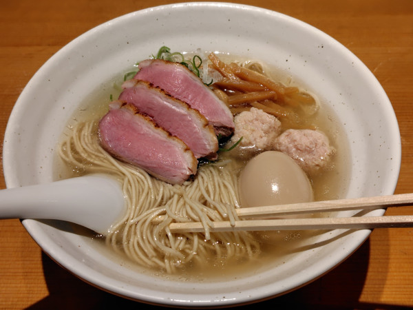 「京鴨だし特製塩らぁ麺·ライス」@らぁ麺 吉井 勝どき店の写真