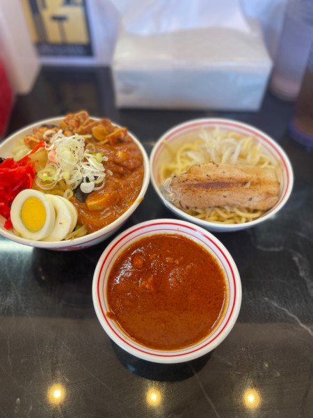 「半蒙古丼　半冷し味噌５倍」@蒙古タンメン中本 甲府店の写真