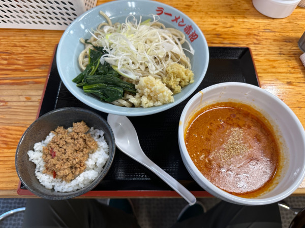 「担々つけ麺（並盛・300g・ミニそぼろご飯）1,200円」@ラーメン赤沼の写真