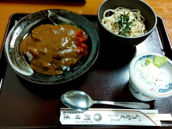 「半カレーセット（冷たいそば：950円）」@そば処 朝日屋の写真