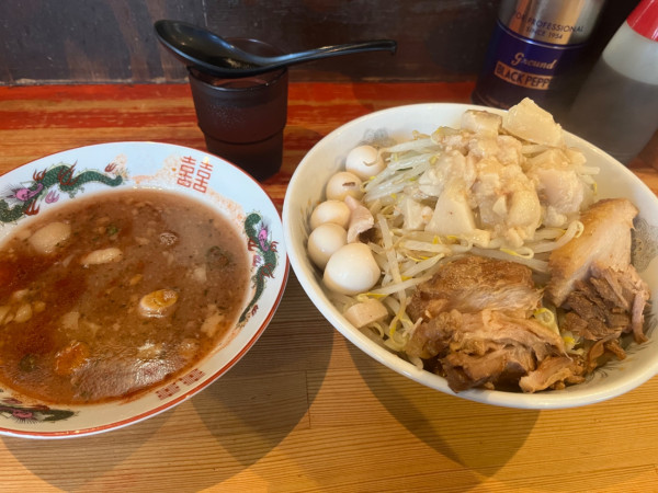 「小　つけ麺変更（エビ味）うずらあぶら」@ラーメン二郎 会津若松駅前店の写真
