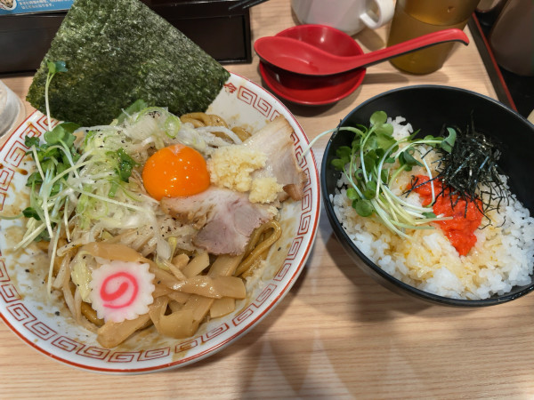 「特濃油そば+明太子ごはん」@武蔵野アブラ學会 神田店の写真