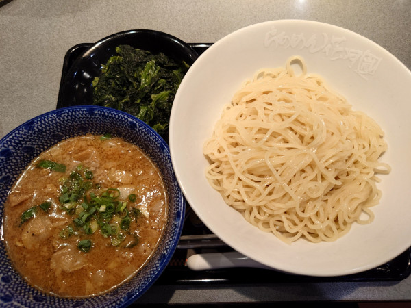 「嵐肉そばつけ麺+ホウレン草(1080円)」@らあめん花月嵐 浦和仲町店の写真