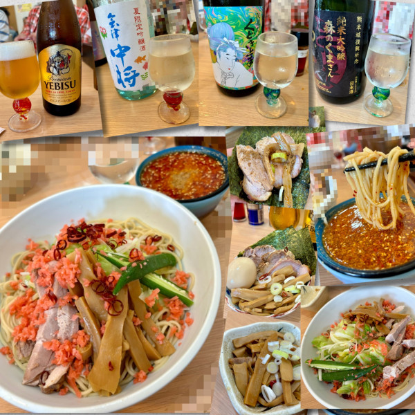 「【季節限定】冷やしからつけそば1160円＋色々」@中華そば専門 とんちぼの写真