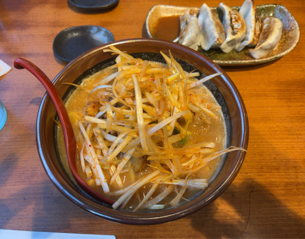 「北海道味噌肉ネギらーめん ドラゴン餃子」@麺場 田所商店 千葉北店の写真