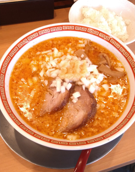 「味噌そば+辛脂(中辛)､無料ライス」@燕三条中華そば ぎと家 花崎店の写真