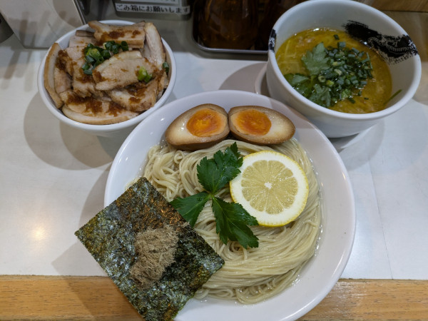 「【限定】淡麗昆布水つけ麺➕チャーシュー丼」@麺屋 扇 SENの写真