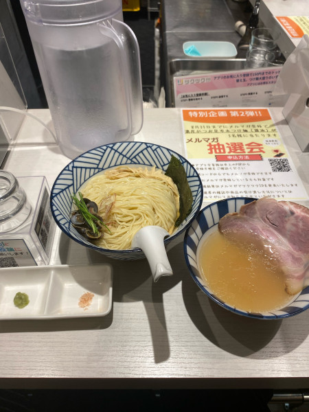 「宍道湖しじみ貝出汁 塩つけ麺(1550円)」@淡麗拉麺 己巳の写真