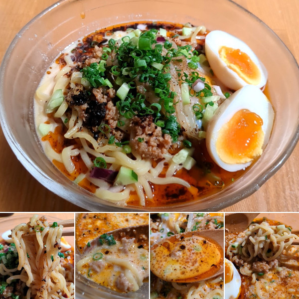 「冷やし豆乳担々麺(辛口)＋塩玉子＝1300円」@鶏ポタラーメン THANK お茶の水の写真