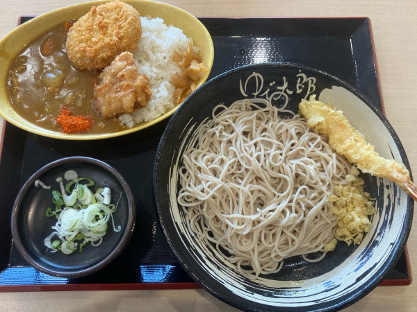 「ミニ唐コロカレーセット冷そば760円海老天CP」@ゆで太郎 東鎌ヶ谷店の写真